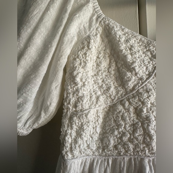 Topshop White Smocked Midi Dress - Picture 3 of 7